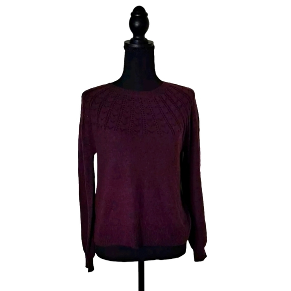 LOFT | Plum Wool Blend Scoop Neck Sweater  Size Medium B27#15 - Picture 1 of 7